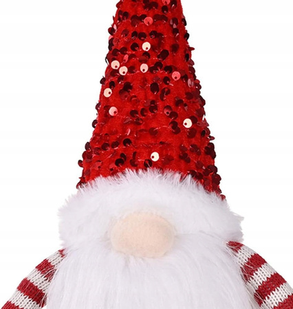 SKRZAT ŚWIĄTECZNY KRASNAL GNOM MIKOŁAJ DUŻY ŚWIECĄCY PREZENT OZDOBA LED XXL