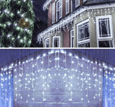 SOPLE 500 LED LAMPKI ZEWNĘTRZNE IP44 STAŁE + FLASH KURTYNA GIRLANDA GRUBE
