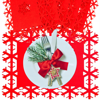 ŚWIĄTECZNE PODKŁADKI Na Stół TALERZE SZTUĆCE POKROWIEC 12szt Ozdoby Prezent