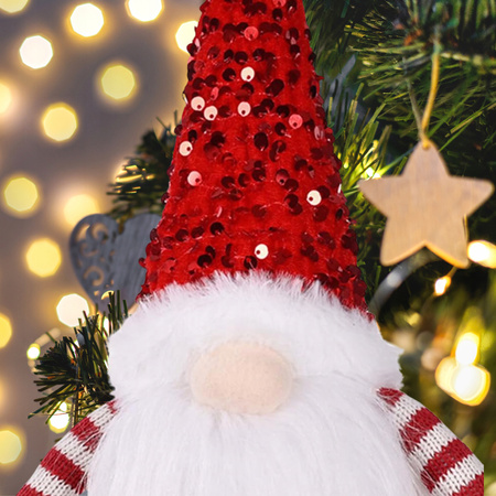 SKRZAT ŚWIĄTECZNY KRASNAL GNOM MIKOŁAJ DUŻY ŚWIECĄCY PREZENT OZDOBA LED XXL