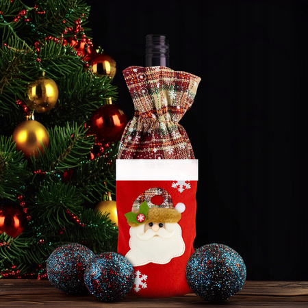 3x ŚWIĄTECZNY POKROWIEC NA BUTELKĘ ETUI UBRANKO DEKORACJA MIKOŁAJ PREZENT