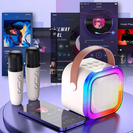 BEZPRZEWODOWY ZESTAW DO KARAOKE BLUETOOTH + GŁOŚNIK 2x MIKROFON DLA DZIECI