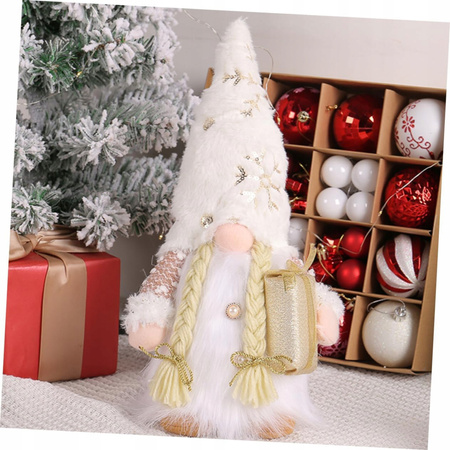 2x SKRZAT ŚWIĄTECZNY KRASNAL GNOM MIKOŁAJ ŚWIECĄCY DUŻY PREZENT NA ŚWIĘTA