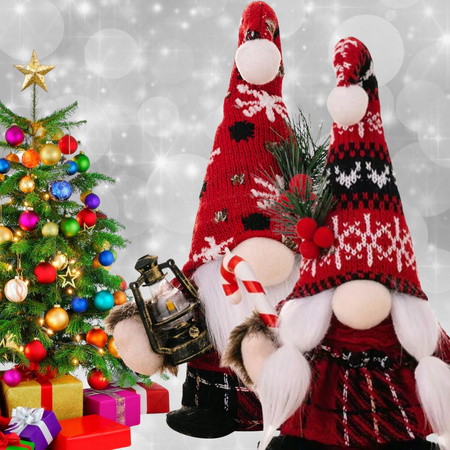 2x SKRZAT ŚWIĄTECZNY KRASNAL GNOM SIEDZĄCY MIKOŁAJ OZDOBA PREZENT NA ŚWIĘTA