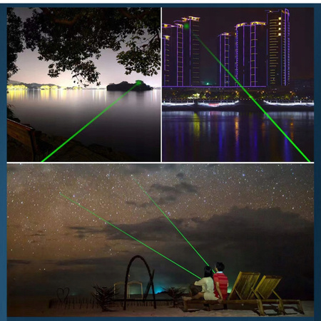 MOCNY WSKAŹNIK LASEROWY LASER POINTER ZIELONY AKU + ŁADOWARKA I NAKŁADKA