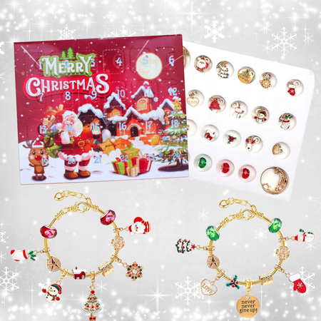 KALENDARZ ADWENTOWY BIŻUTERIA DLA DZIECI BRANSOLETKA DIY PREZENT 24 ZESTAW