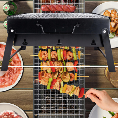 GRILL TURYSTYCZNY PRZENOŚNY WĘGLOWY SKŁADANY BBQ KEMPINGOWY WALIZKA GRIL
