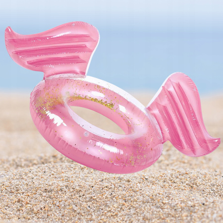 KOŁO DMUCHANE MATERAC Z BROKATEM KÓŁKO DO PŁYWANIA PLAŻOWE DUŻE XXXL 130CM
