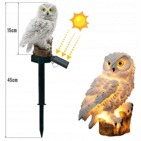 LAMPA SOLARNA SOWA LED OGRODOWA DUŻA LAMPKA WBIJANA DEKORACJA DO OGRODU