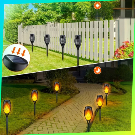 Lampa SOLARNA POCHODNIA LED Lampy Ogrodowe Solarne Ogrodu Wbijana Płomień