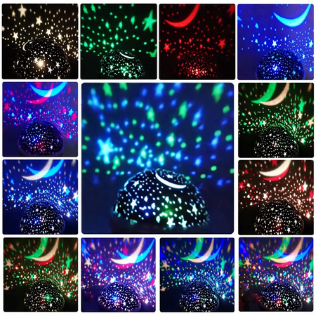 LAMPKA NOCNA PROJEKTOR NIEBA GWIAZD LAMPA OBROTOWA RZUTNIK DLA DZIECI LED