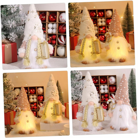 2x SKRZAT ŚWIĄTECZNY KRASNAL GNOM MIKOŁAJ ŚWIECĄCY DUŻY PREZENT NA ŚWIĘTA