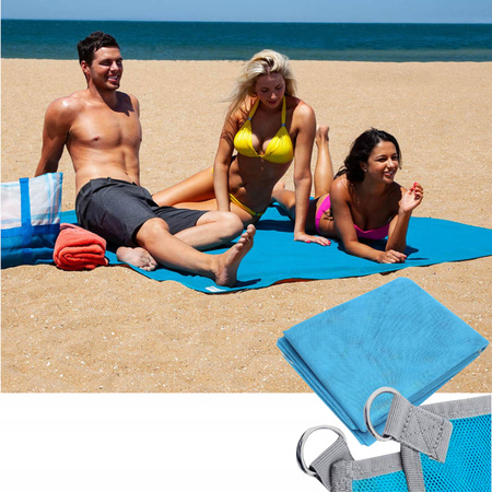 MATA PLAŻOWA KOC NA PLAŻĘ SAND FREE 200x200 cm XXL KOC PIKNIKOWY BIWAKOWY