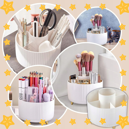 OBROTOWY ORGANIZER NA PĘDZLE DO MAKIJAŻU I KOSMETYKI POJEMNIK 360 KUFEREK