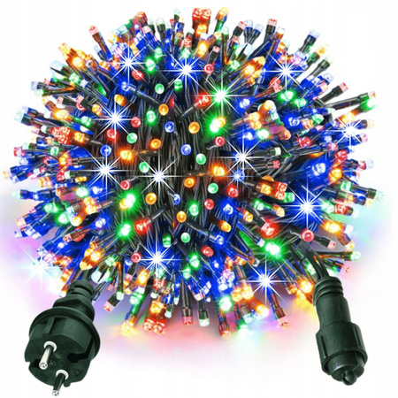 LAMPKI CHOINKOWE 300 LED ZEWNĘTRZNE STAŁE FLASH GRUBY KABEL KURTYNA MULTI