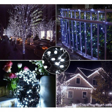 LAMPKI CHOINKOWE 500 LED ZEWNĘTRZNE WEWNĘTRZNE BIAŁE ZIMNE NA CHOINKĘ STAŁE