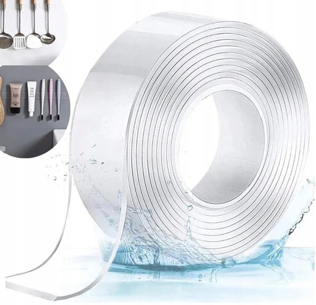 TAŚMA DWUSTRONNA | 3m/3cm | NANO WIELOKROTNEGO UŻYTKU KLEJ MOCNA MONTAŻOWA