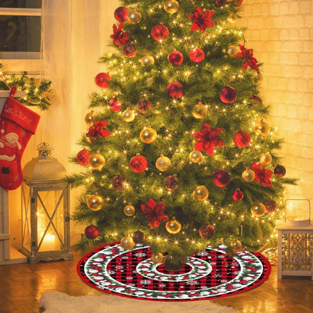 DYWANIK ŚWIĄTECZNY POD CHOINKĘ Pokrowiec MATA 90cm Dywan Futerko Okrągły