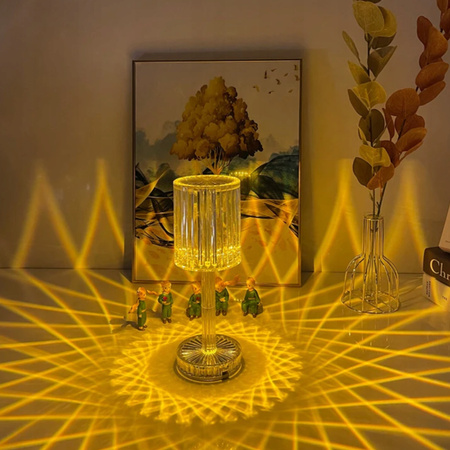 LAMPA KRYSZTAŁOWA LED LAMPKA NOCNA DOTYKOWA DIAMENTOWA KOLOROWA RGB + PILOT