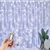 GIRLANDA OGRODOWA LAMPKI KURTYNA ŚWIETLNA 300 LED DRUCIKI 3x3m + PILOT USB