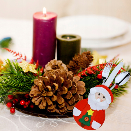 ŚWIĄTECZNE Etui Na Sztućce POKROWIEC 12 sztuk Mikołaj DEKORACJE Ozdoby Stół