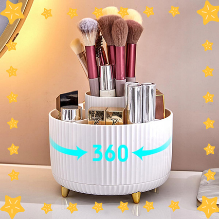 OBROTOWY ORGANIZER NA PĘDZLE DO MAKIJAŻU I KOSMETYKI POJEMNIK 360 KUFEREK