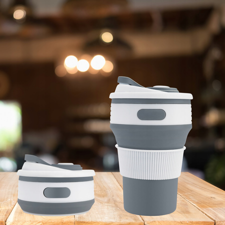 KUBEK SILIKONOWY TURYSTYCZNY ANTYPOŚLIZGOWY NA KAWĘ HERBATĘ DO SAMOCHODU