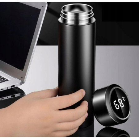 KUBEK TERMICZNY TERMOS LED 500ml NA KAWĘ HERBATĘ DOTYKOWY DO SAMOCHODU LCD