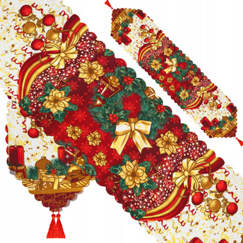 Bieżnik Świąteczny na Stół Obrus Święta Czerwony Wigilijny Dekoracja Ozdoba