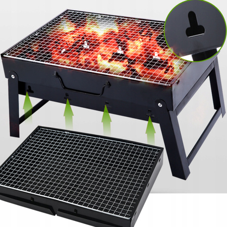 GRILL TURYSTYCZNY PRZENOŚNY WĘGLOWY SKŁADANY BBQ KEMPINGOWY WALIZKA GRIL