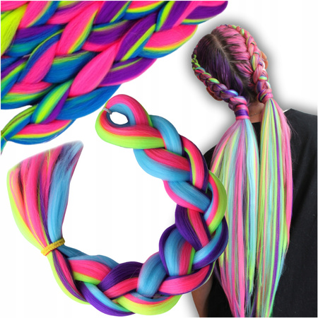 WŁOSY SYNTETYCZNE WARKOCZYKI KOLOROWE OMBRE Doczepiane Do Warkoczyków