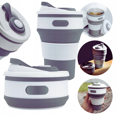 KUBEK SILIKONOWY TURYSTYCZNY ANTYPOŚLIZGOWY NA KAWĘ HERBATĘ DO SAMOCHODU