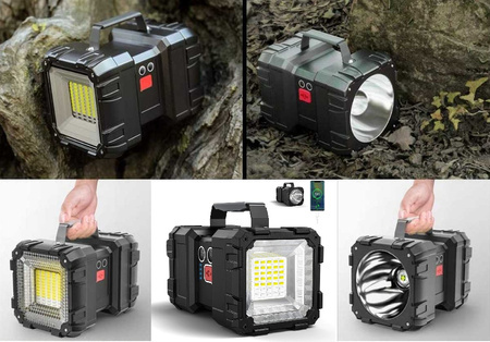 MOCNA LATARKA LED AKUMULATOROWA SZPERACZ TAKTYCZNA BIWAKOWA POWERBANK USB