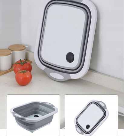 MISKA SKŁADANA SILIKONOWA DESKA DO KROJENIA DUŻA ODPŁYWEM ZLEW TURYSTYCZNY