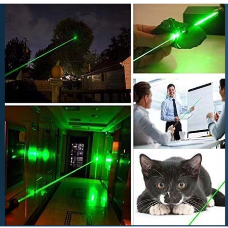 MOCNY WSKAŹNIK LASEROWY LASER POINTER ZIELONY AKU + ŁADOWARKA I NAKŁADKA