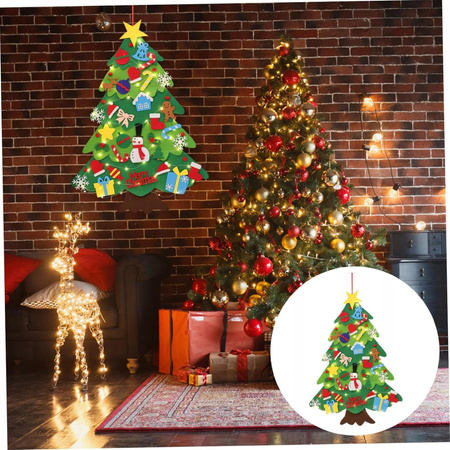 CHOINKA Z FILCU Z OZDOBAMI ŁAŃCUCH LED DLA DZIECI 100cm KREATYWNA NA ŚWIĘTA