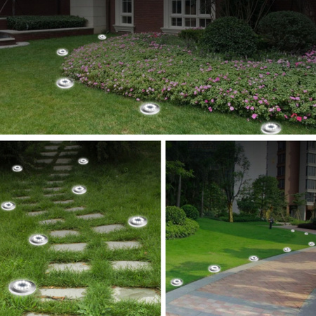 6x LAMPA SOLARNA OGRODOWA GRUNTOWA WBIJANA NAJAZDOWA 16 LED ŚWIECĄCY DYSK