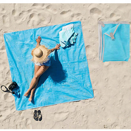 MATA PLAŻOWA KOC NA PLAŻĘ SAND FREE 200x200 cm XXL KOC PIKNIKOWY BIWAKOWY