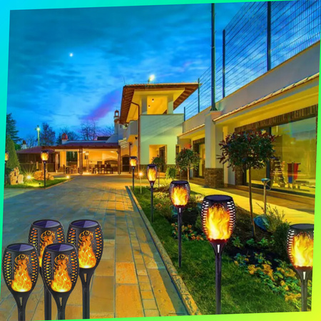 Lampa SOLARNA POCHODNIA LED Lampy Ogrodowe Solarne Ogrodu Wbijana Płomień