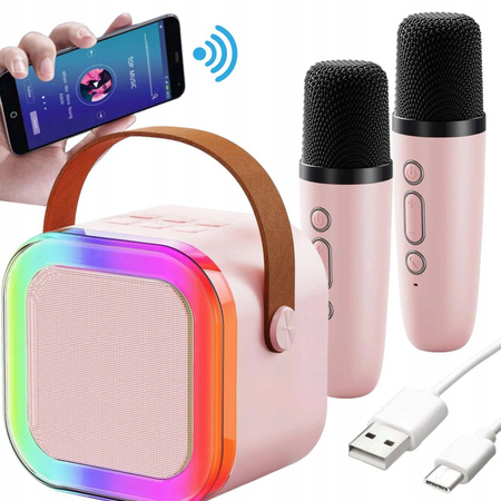 BEZPRZEWODOWY ZESTAW DO KARAOKE BLUETOOTH + GŁOŚNIK 2x MIKROFON DLA DZIECI