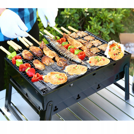 GRILL TURYSTYCZNY PRZENOŚNY WĘGLOWY SKŁADANY BBQ KEMPINGOWY WALIZKA GRIL