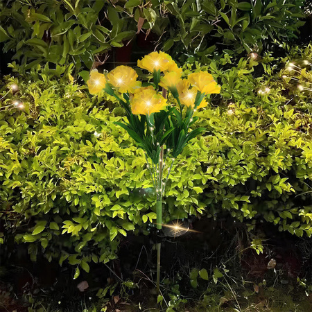 LAMPA OGRODOWA SOLARNA BUKIET KWIATÓW LED WBIJANA Z CZUJNIKIEM OZDOBA KWIAT