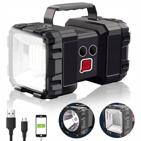 MOCNA LATARKA LED AKUMULATOROWA SZPERACZ TAKTYCZNA BIWAKOWA POWERBANK USB