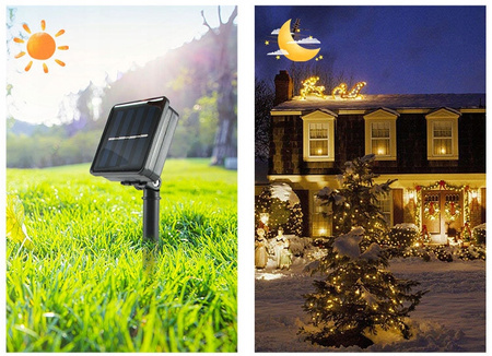 KURTYNA ŚWIETLNA LED GIRLANDA SOLARNA LAMPKI SOPLE WISZĄCE ŚWIĄTECZNE KULKI