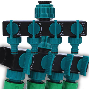 ROZDZIELACZ OGRODOWY DO WODY 4-DROŻNY Z ZAWORAMI NA WĄŻ SZYBKOZŁĄCZKA 3/4"