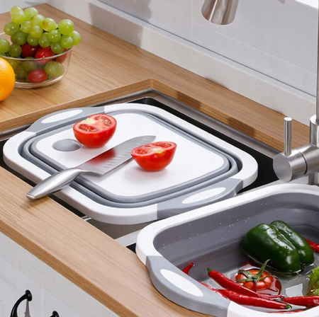 MISKA SKŁADANA SILIKONOWA DESKA DO KROJENIA DUŻA ODPŁYWEM ZLEW TURYSTYCZNY