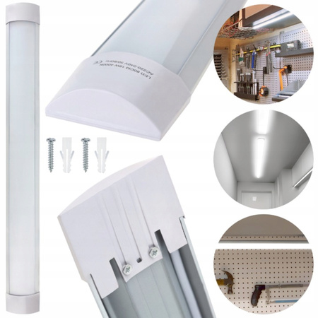 Lampa LED Oprawa Natynkowa 60cm 18W Panel Świetlówka Mocna Aluminium Garażu