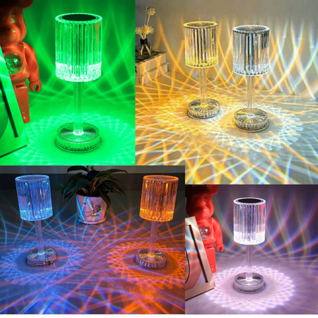 LAMPA KRYSZTAŁOWA LED LAMPKA NOCNA DOTYKOWA DIAMENTOWA KOLOROWA RGB + PILOT