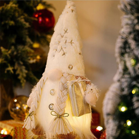 2x SKRZAT ŚWIĄTECZNY KRASNAL GNOM MIKOŁAJ ŚWIECĄCY DUŻY PREZENT NA ŚWIĘTA