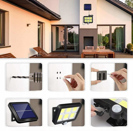 LAMPA SOLARNA Z CZUJNIKIEM RUCH ZMIERZCHU ZEWNĘTRZNA ULICZNA LED COB PILOT